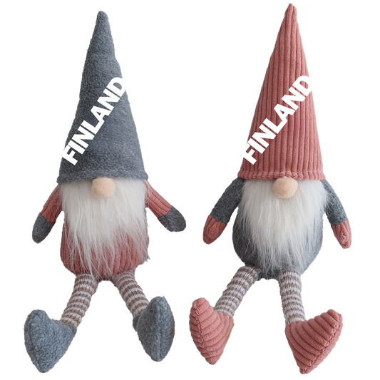 Cap Santa grey pink corduroy 2pcs assortment 23 cm FIN