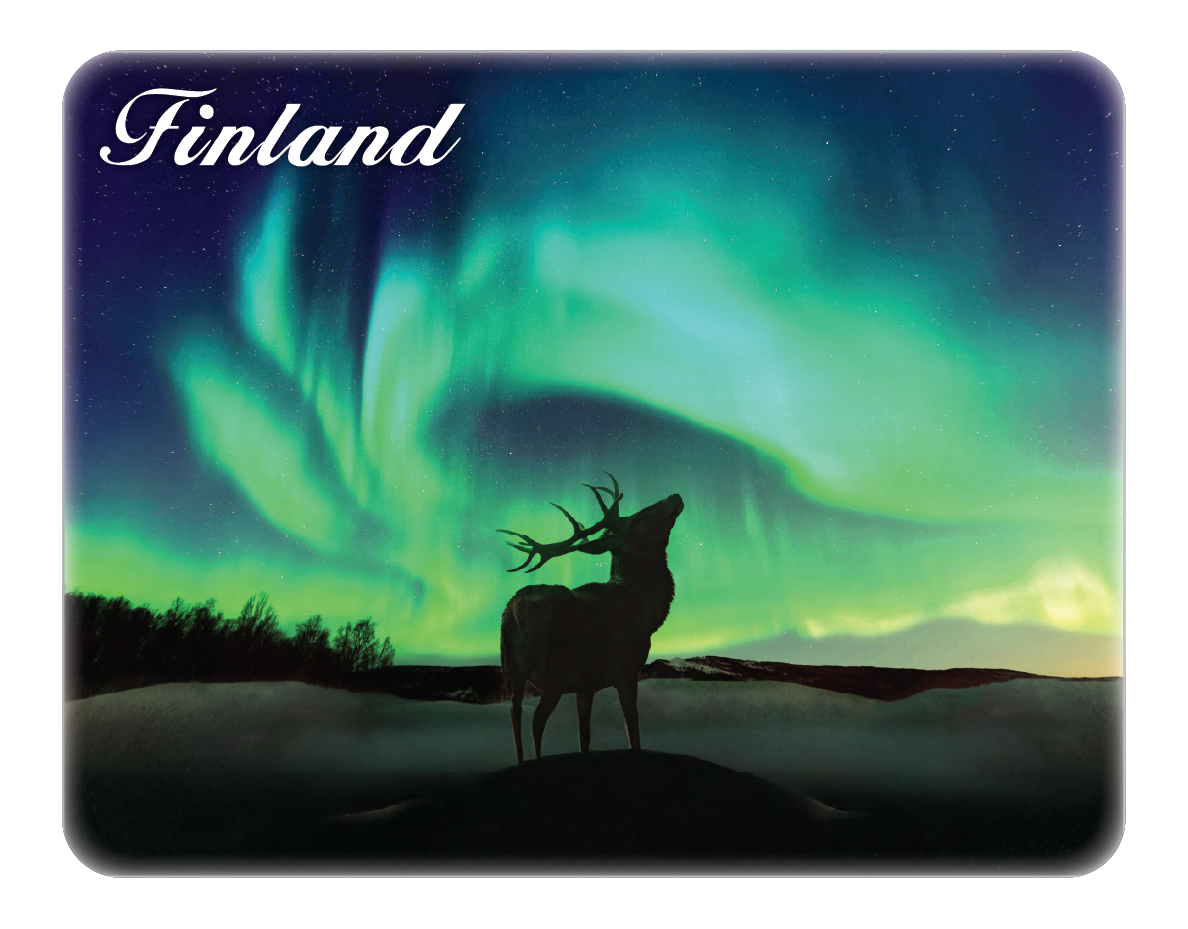 Northern Lights Reindeer Silhouette 3D Magnet FIN