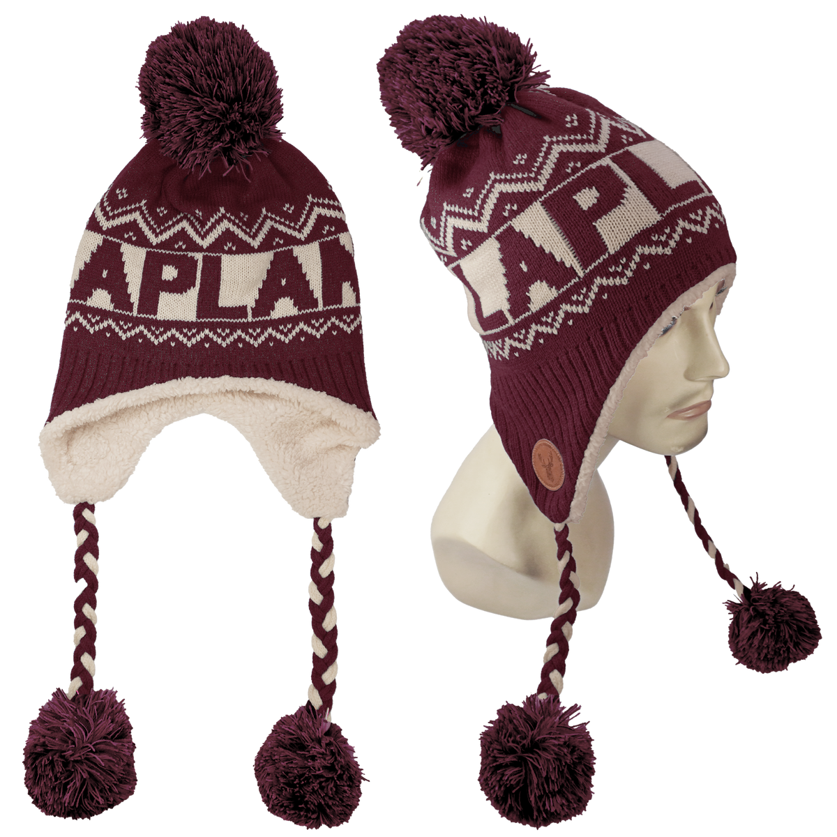 Fluffy Earflap Beanie Cranberry Red LAP