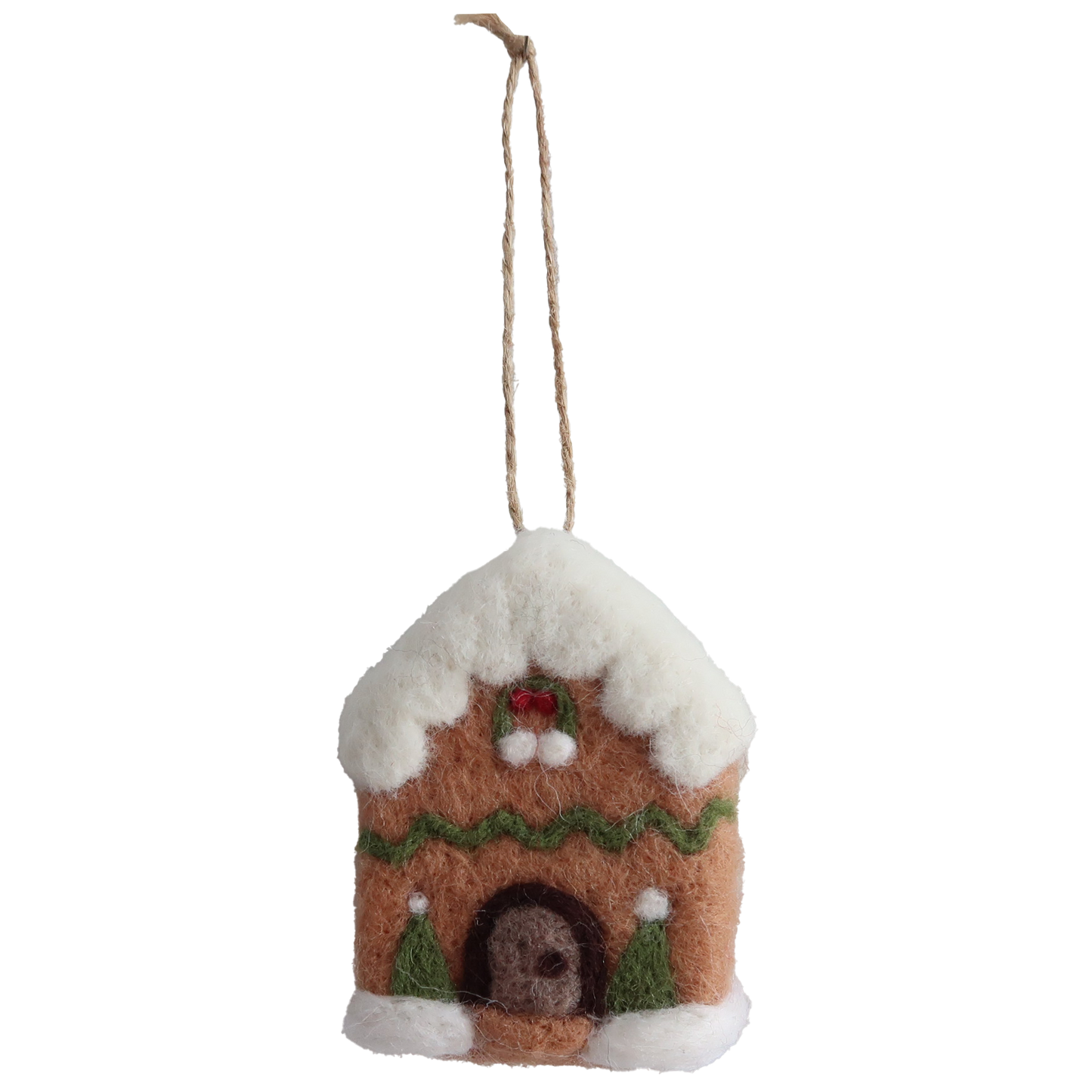 Ornament Woolen house brown white  8 cm