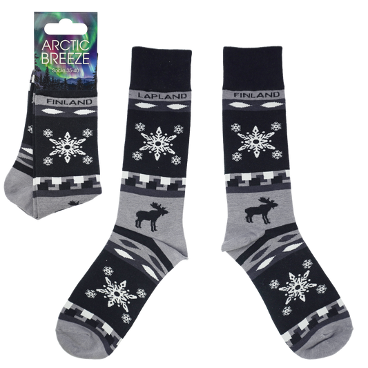 Moose Snowflake 35-40 Socks Black FIN LAP