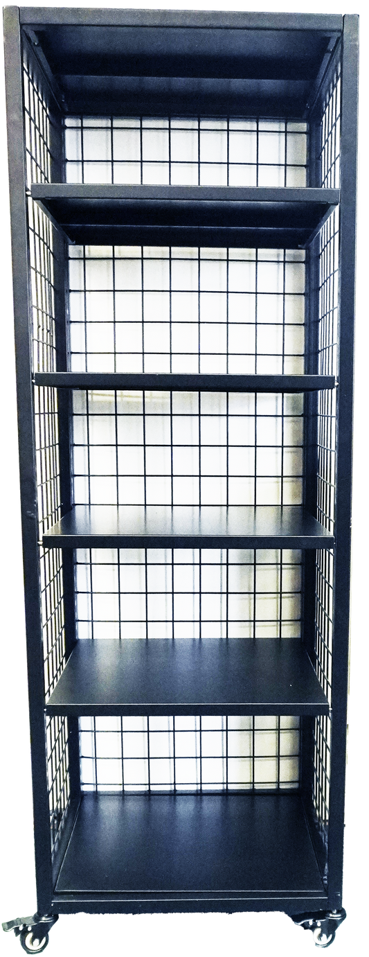 Grid display with shelves