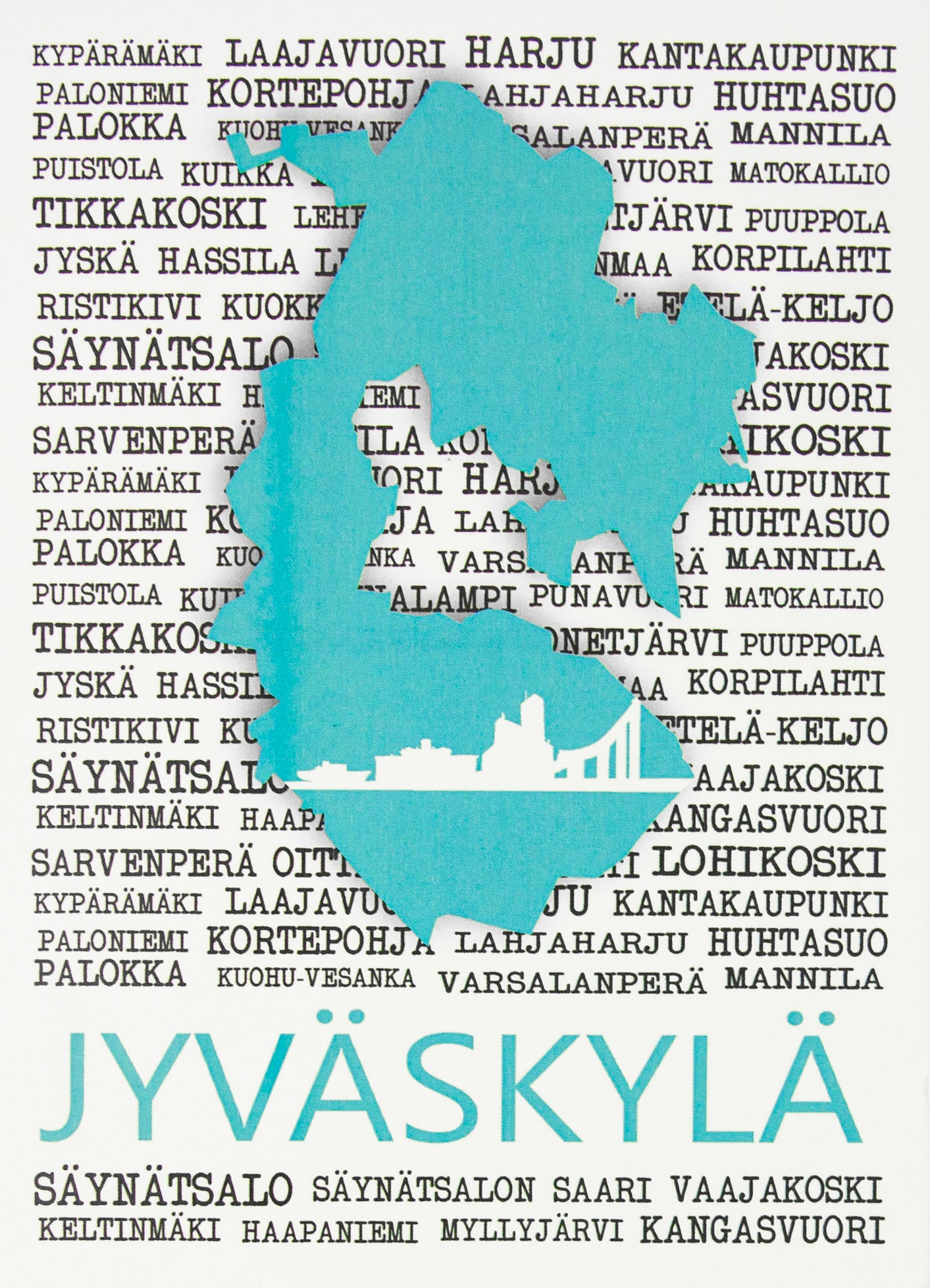 Jyväskylä Kotiseutu Postikortti valkoinen