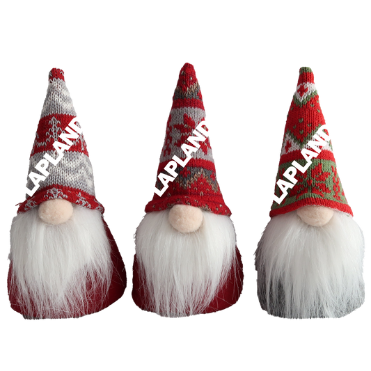 Cap Santa Knitted Red grey white 3 assortment 19 cm LAP