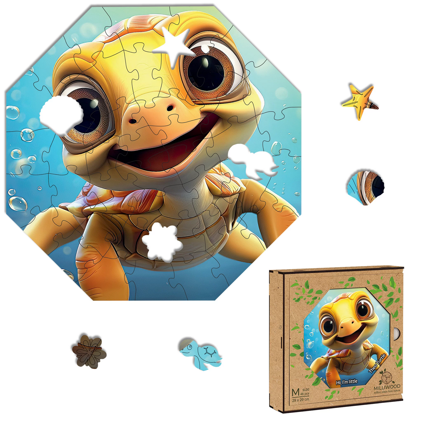 Theo Turtle Wooden Puzzle Oktagon M