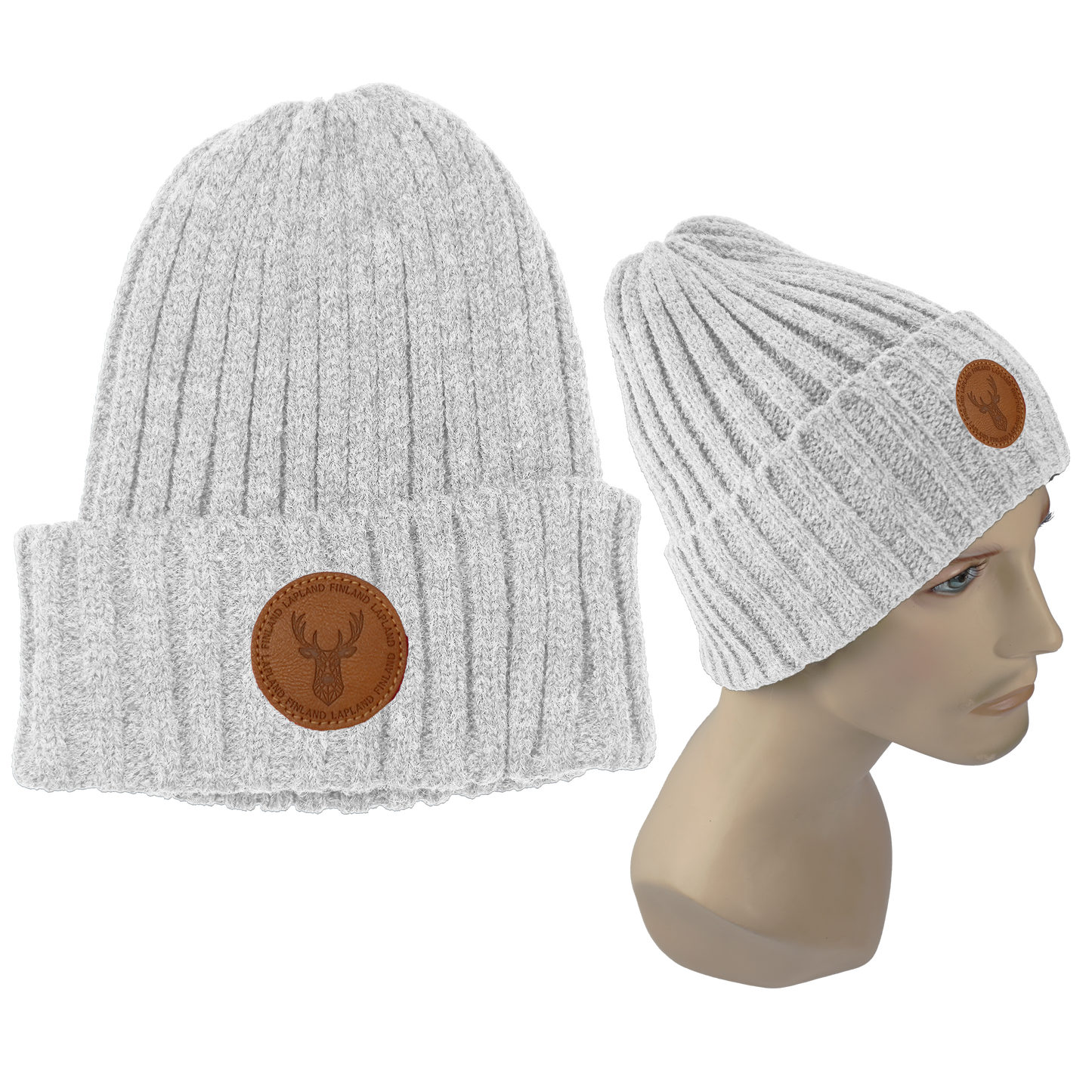Merino Wool Rib Beanie Arctic Fog Light Grey FIN LAP
