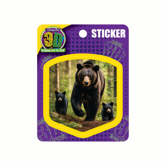 3D LiveLife Stickers - Black Bear Family Stroll
