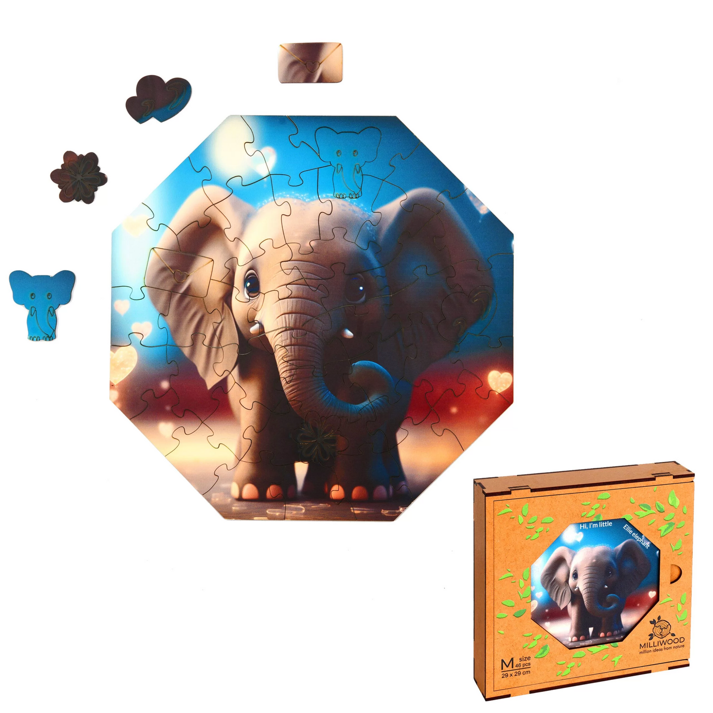 Ellie Elephant Wooden Puzzle Oktagon M