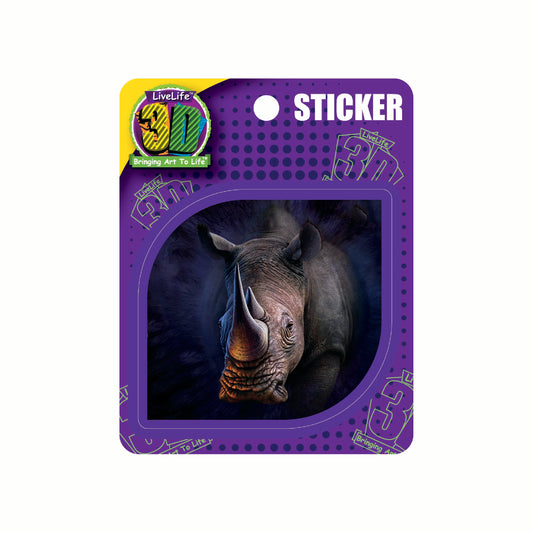 3D LiveLife Stickers - White Rhino
