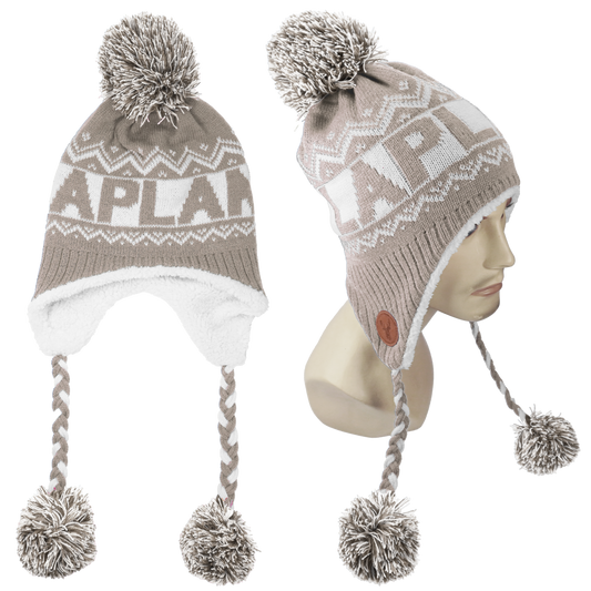 Fluffy Earflap Beanie Winter Fell Beige LAP