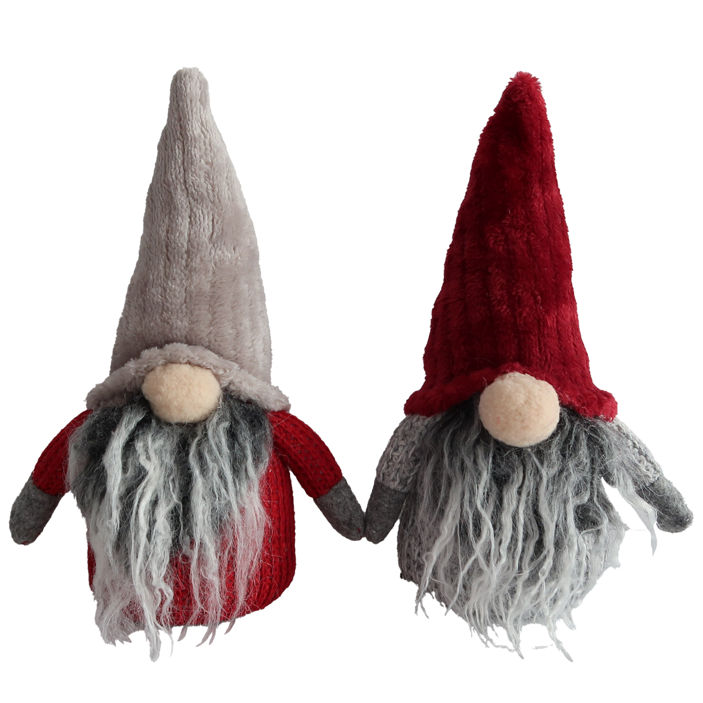 Cap Santa beige and red fabric yarn 20 cm 2 pcs assortment