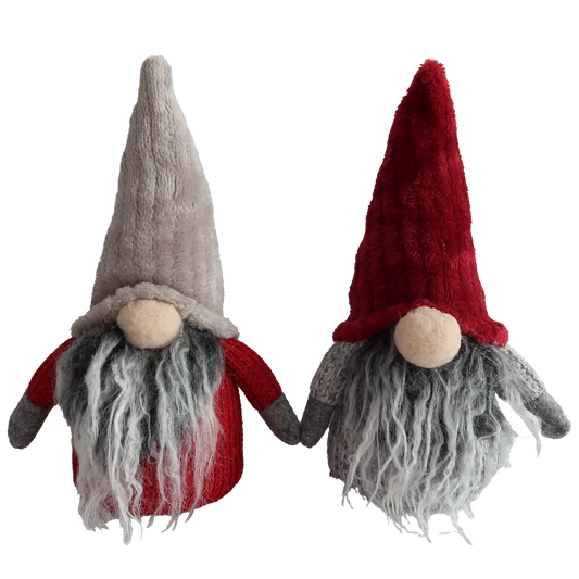 Cap Santa beige and red fabric yarn 20 cm 2 pcs assortment