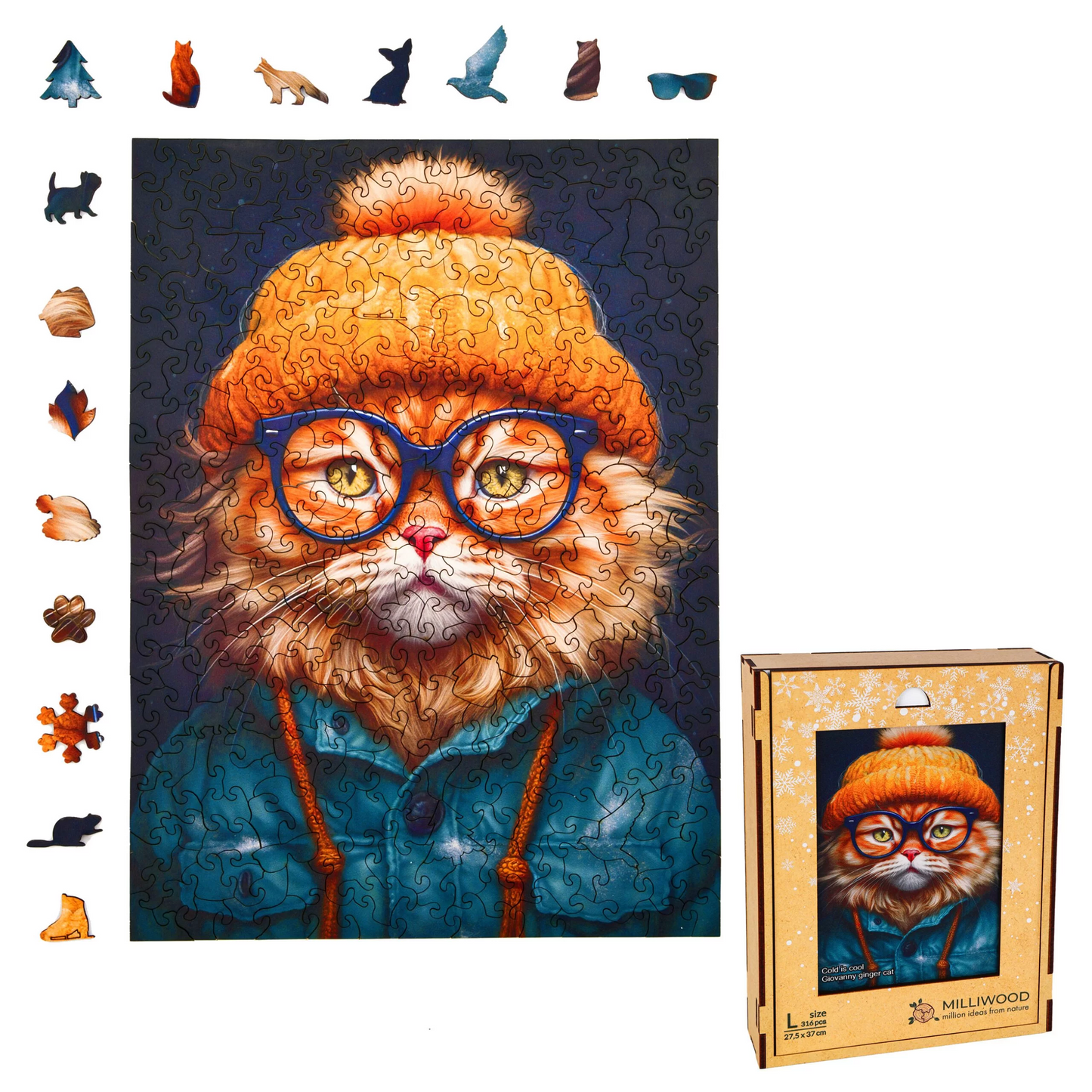 Giovanny Ginger Cat Wooden Puzzle Rectangle L
