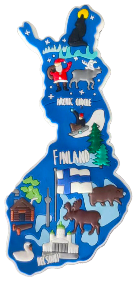Suomineito kumimagneetti syvänsininen FIN