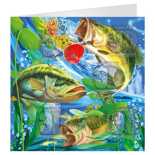 3D LiveLife Greetings Cards - Large Mouth Bass