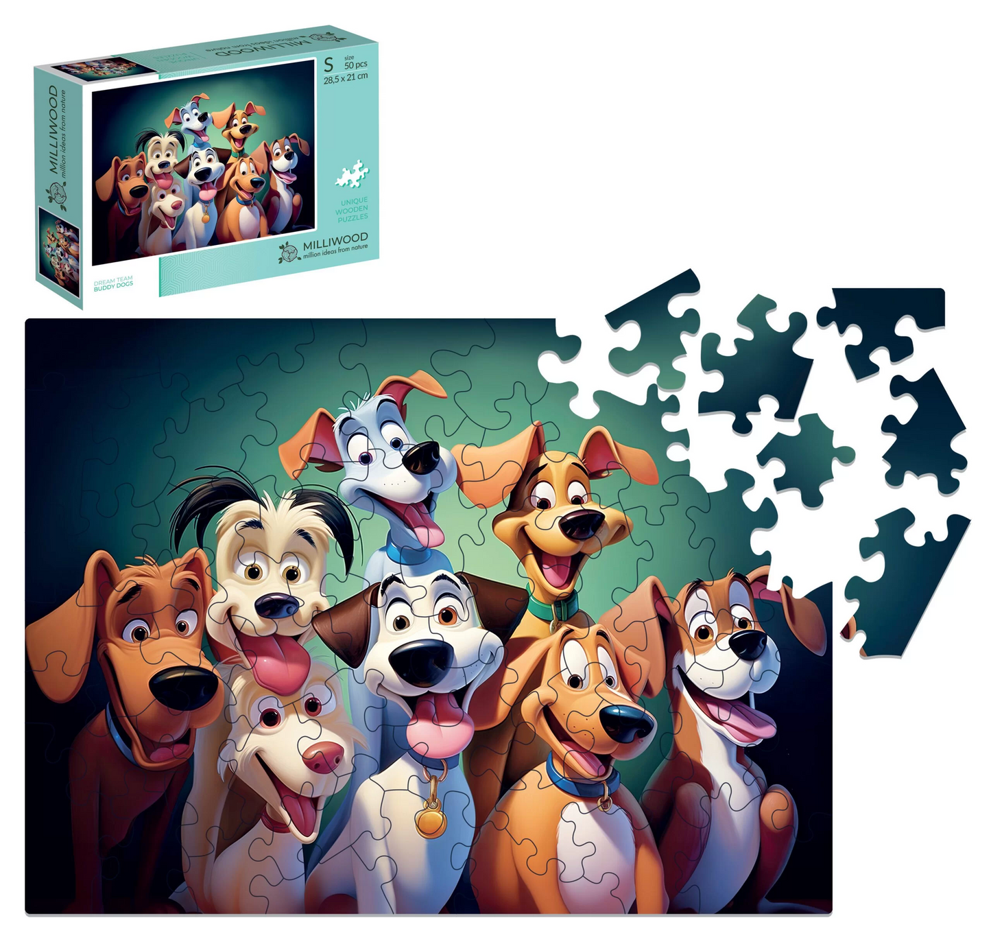 Buddy Dogs Wooden Puzzle Rectangle S