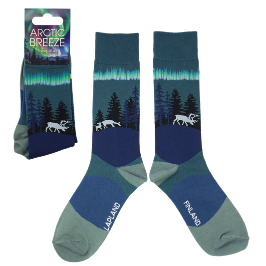Reindeer Forest 35-40 Socks Teal FIN LAP