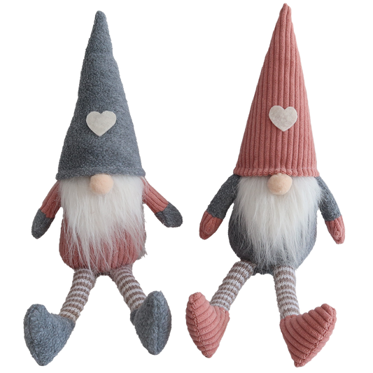Cap Santa grey pink corduroy 2pcs assortment 23 cm
