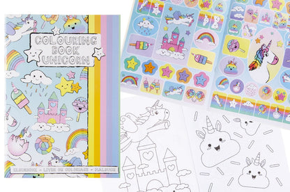 Coloring Book W Stickersheet Unicorn L
