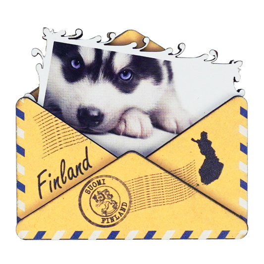 Envelope Wooden Magnet Husky FIN