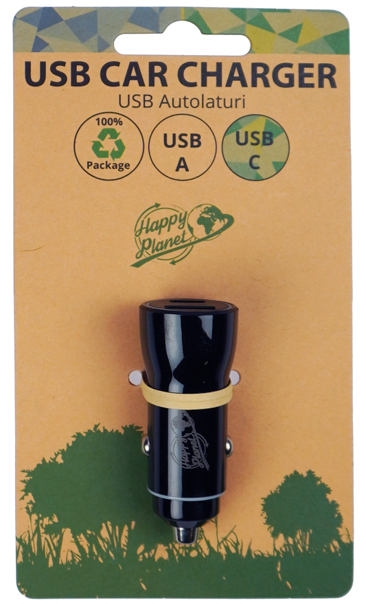 Car Charger USB-C PD18w and USB-A QC 18W