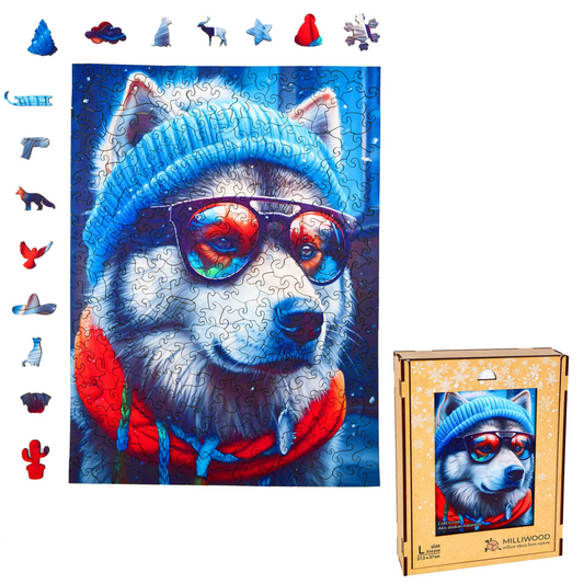 Alec Alaskan Malamute Wooden Puzzle Rectangle L