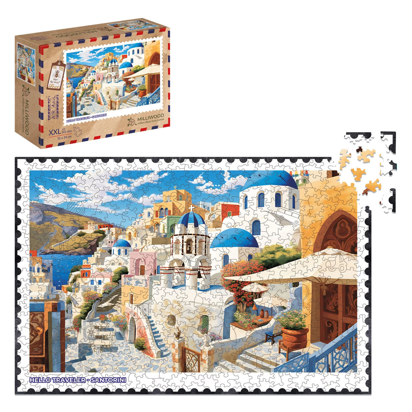 Santorini Wooden Puzzle Rectangle XXL