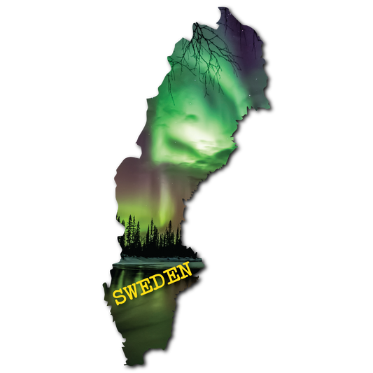 Sweden Map Northern Lights Aluminium magnet SWE