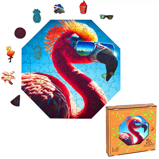 Cool Flamingo Wooden Puzzle Oktagon L
