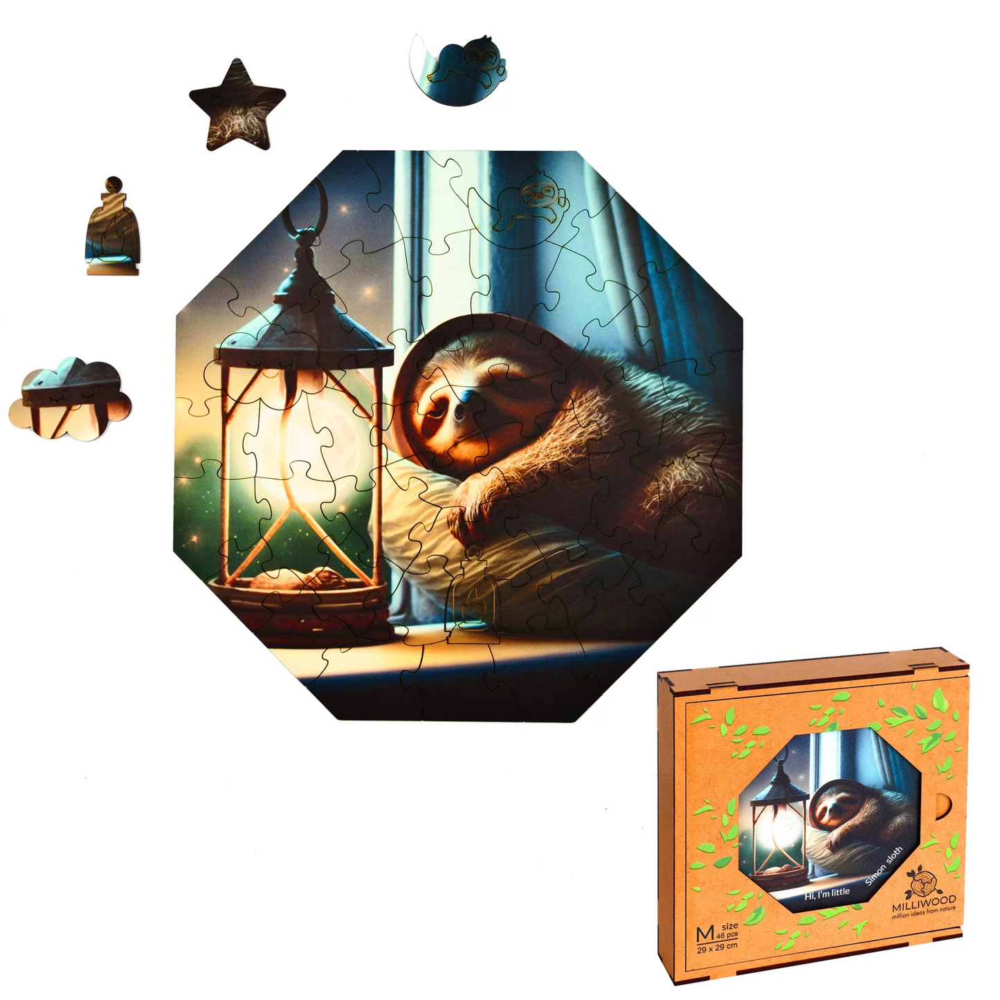 Simon Sloth Wooden Puzzle Oktagon M