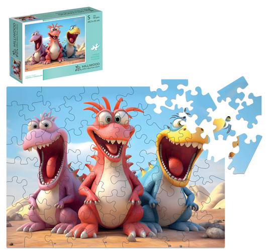 Friendly Dinosaurs Wooden Puzzle Rectangle S