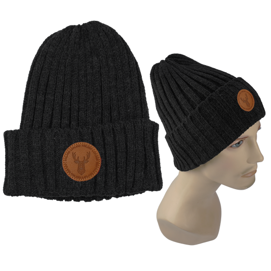 Merino Wool Rib Beanie Midnight Black FIN LAP