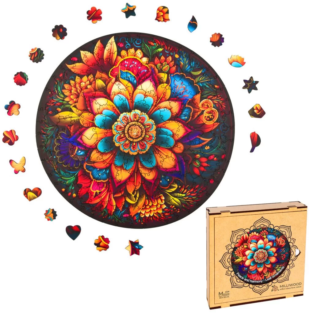 Leaf Ornaments Wooden Puzzle Shape L