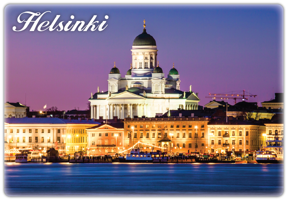 Helsinki Cathedral Market Square Evening Photo Magnet HEL