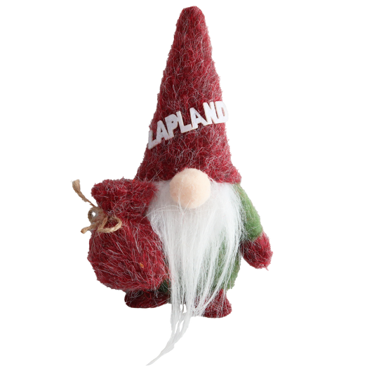 Cap Santa with bag red and green fabric 16 cm LAP