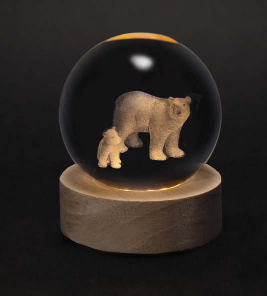 Crystal Silhouettes Globes - Polar Bear & Cub