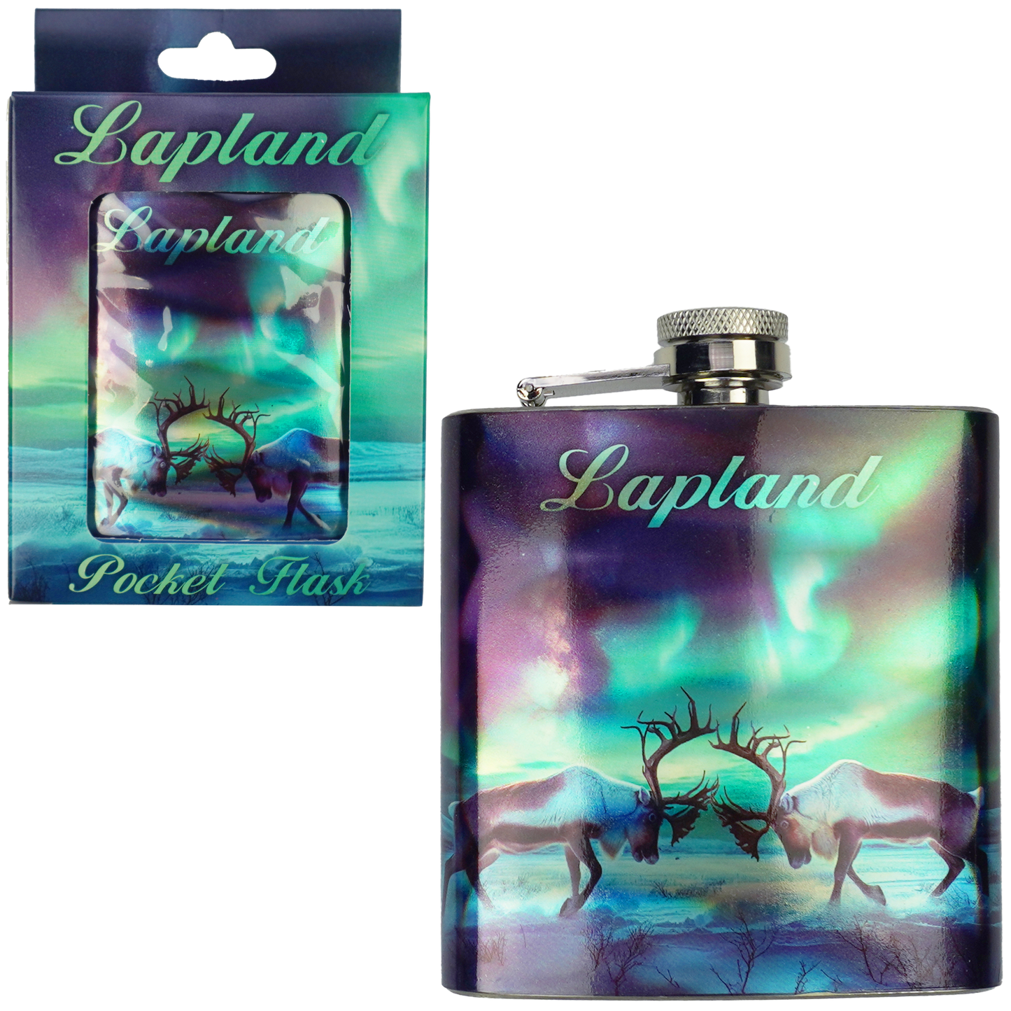 Fighting Reindeer Pocket Flask 170ml LAP