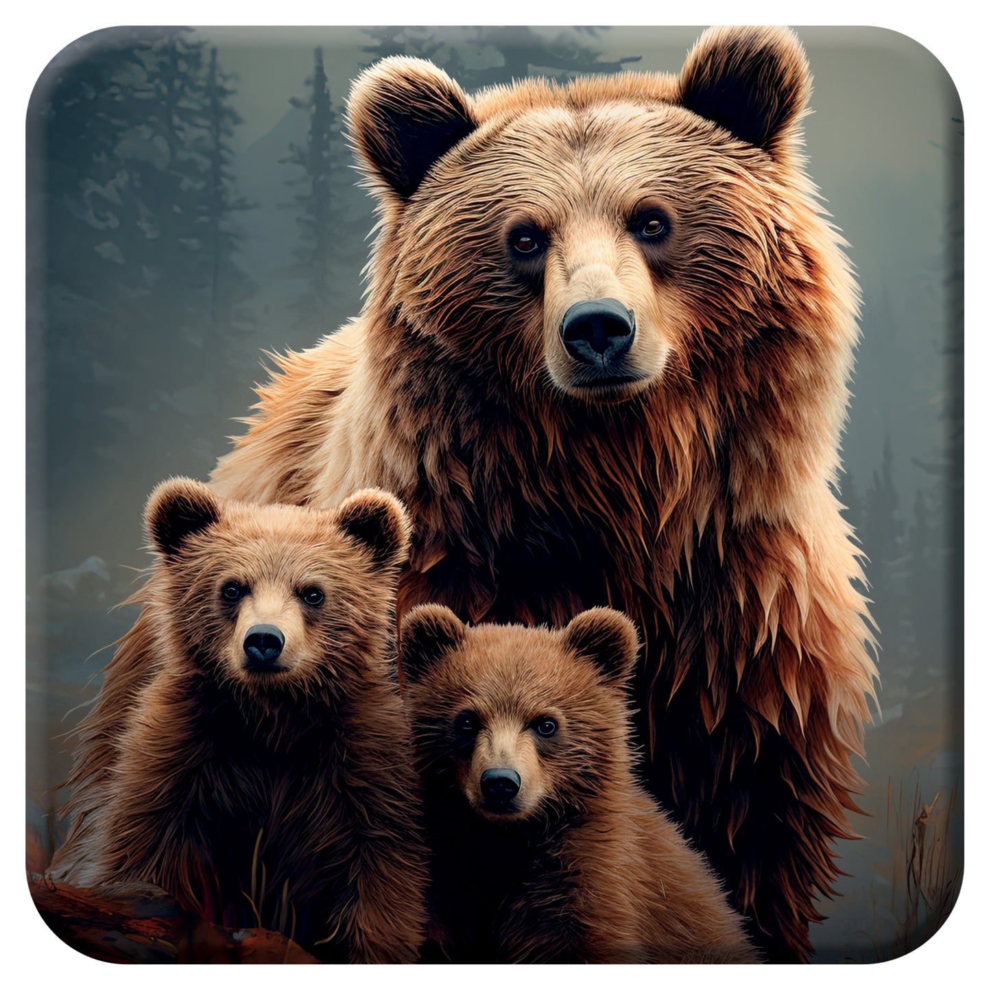 3D LiveLife Coasters - The Three Grizzly Bears
