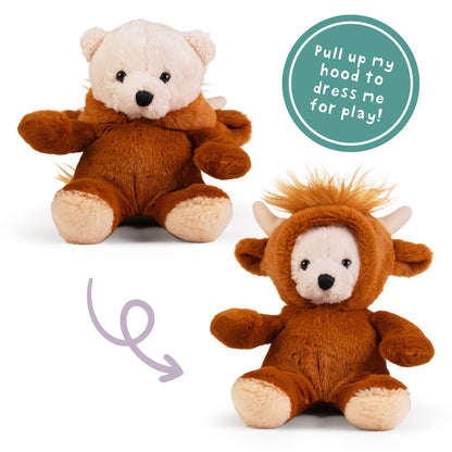 AN09HC LITTLE Dress Up Bear - Highland Cow 20cm