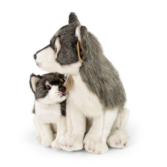 Plush wolf with cub 27 cm