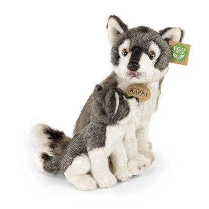 Plush wolf with cub 27 cm